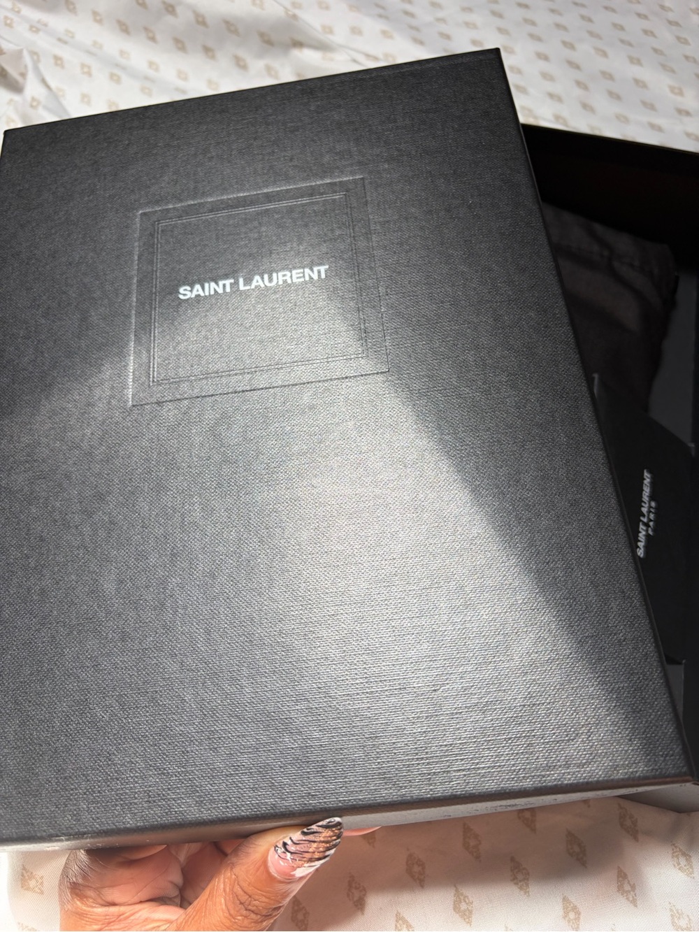 Saint Laurent Black Grain Uptown Leather Clutch with Gold YSL Emblem - Picture 2 of 9